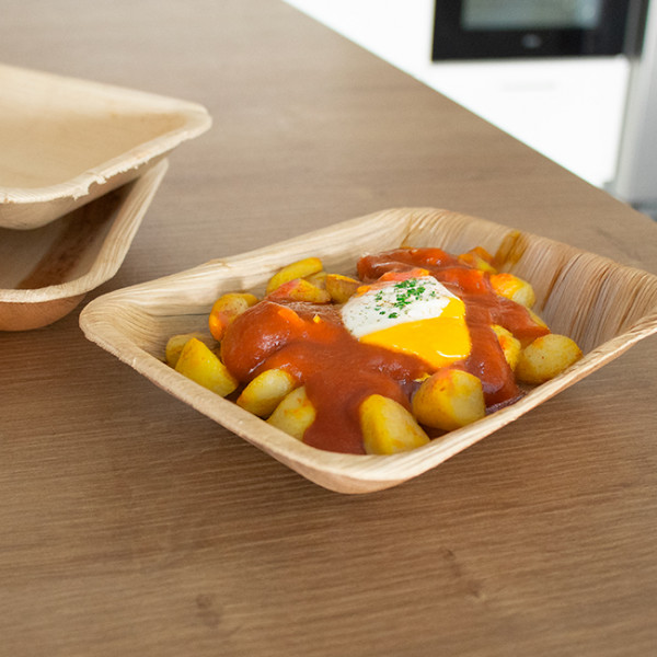 Mini platos de madera de palmera para restaurantes baratos