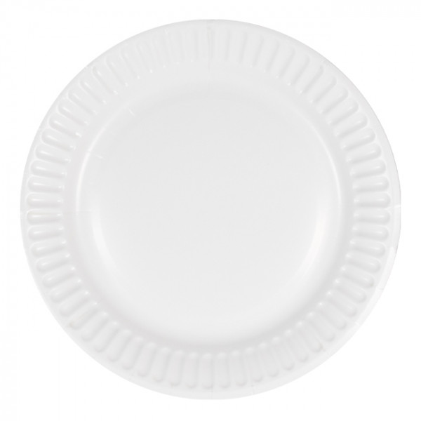 Plato redondo de cartón blanco, Ø 23 cm