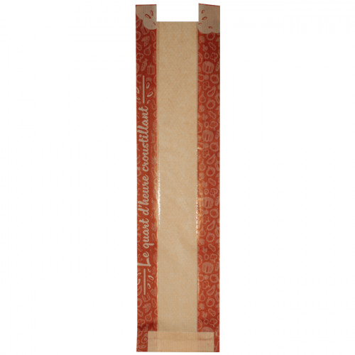 Bolsa para bocadillos baguette papel kraft con ventana 36 cm