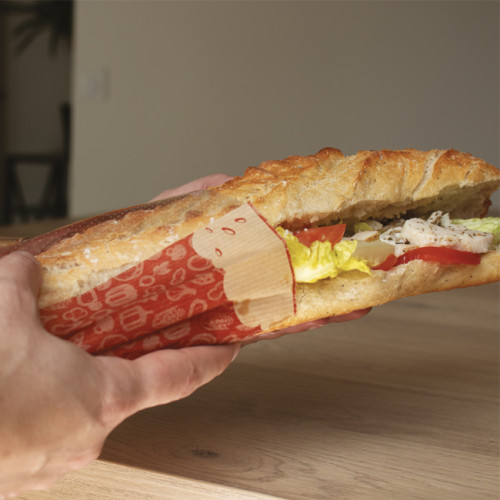 Bolsa para bocadillos baguette papel kraft con ventana 36 cm