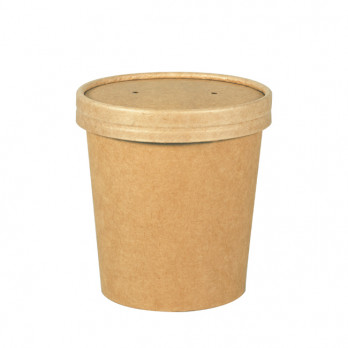 Olla para sopa y tapa en cartón kraft 480 ml