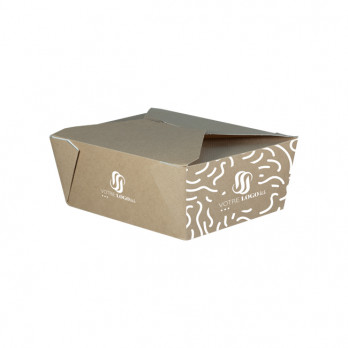 Caja de cartón rectangular personalizada con tapa solapa 1350 ml - Impresión hasta 4 colores - Kraft