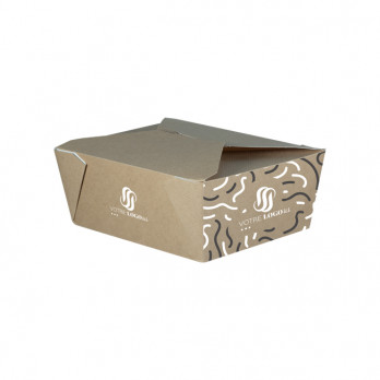 Caja de cartón rectangular personalizada con tapa solapa 1350 ml - Impresión hasta 4 colores - Kraft