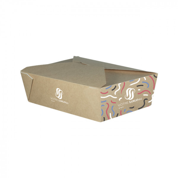 Caja rectangular de cartón kraft personalizada 1980 ml - Impresión hasta 4 colores