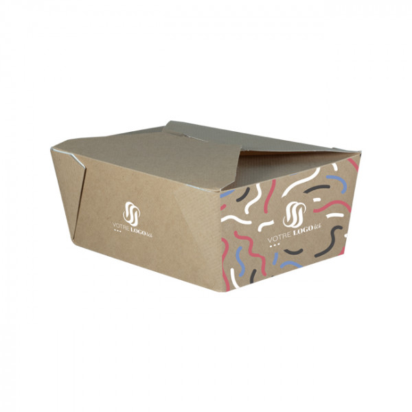 Caja rectangular de cartón kraft personalizada 2880 ml - Impresión hasta 4 colores