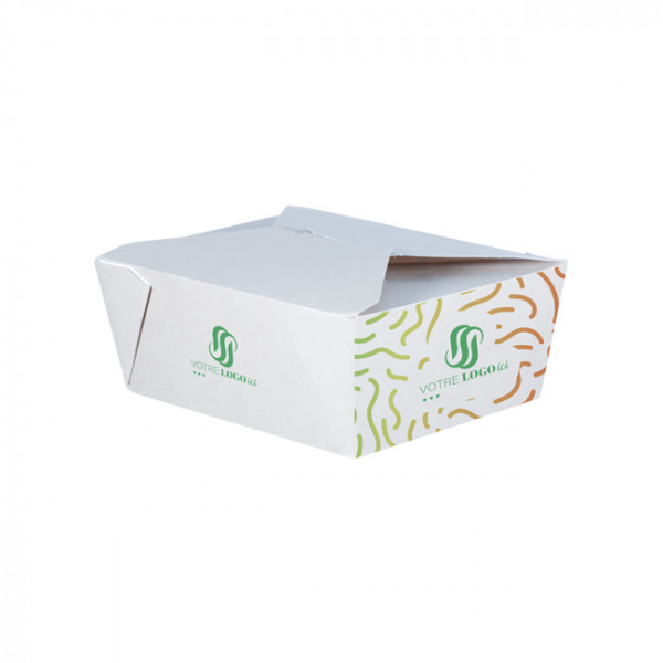 Caja rectangular personalizada de cartón blanco 1350 ml - Impresión en cuatricromía sin límite de colores