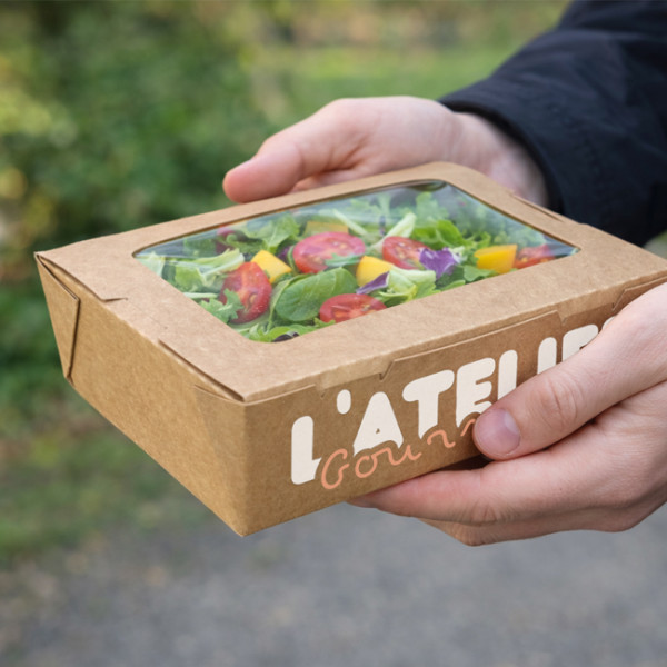 Cajas rectangulares de cartón kraft personalizadas para ensaladas