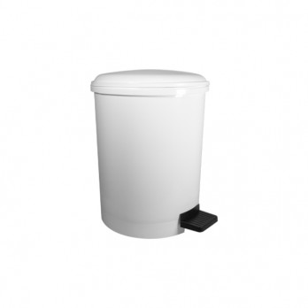 Cubo de basura con pedal 20 L - Plástico blanco