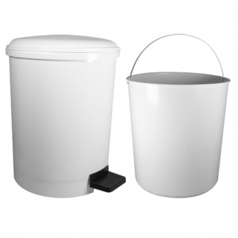 Cubo de basura con pedal 20 L - Plástico blanco