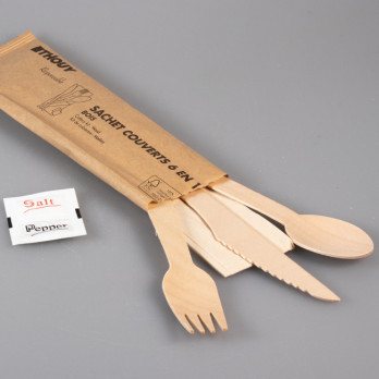 Bolsa de madera 6 en 1 para cubiertos