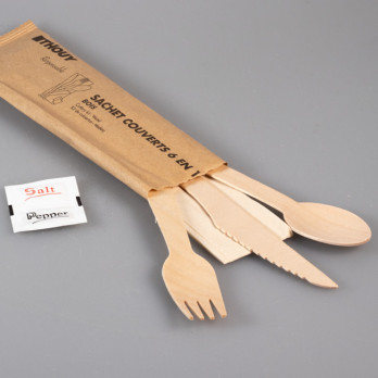 Bolsa de madera 6 en 1 para cubiertos