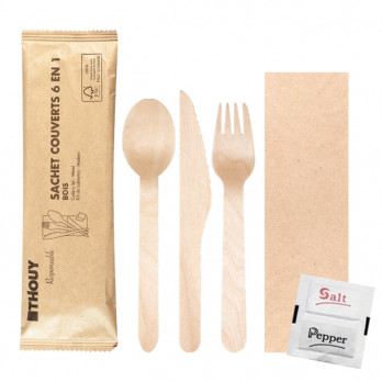 Bolsa de madera 6 en 1 para cubiertos