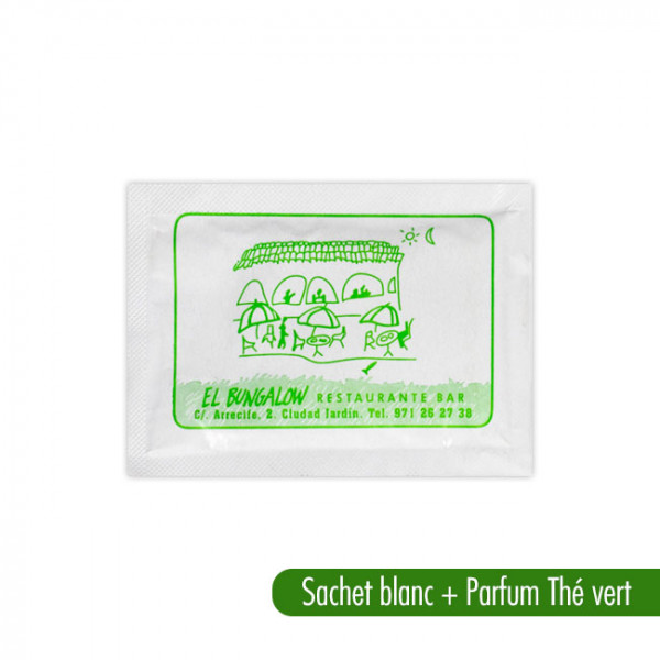 Bolsita blanca personalizada para enjuagarse los dedos con aroma de té verde