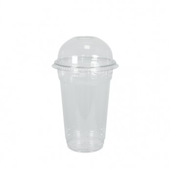 Vaso Coctelera RPET transparente 30 cL con tapa abovedada y orificio