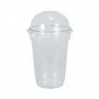 Vaso batidor transparente RPET 55 cL con tapa cúpula perforada