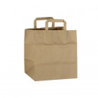 Bolsa de papel kraft con asas planas 26 x 20 / 28 cm