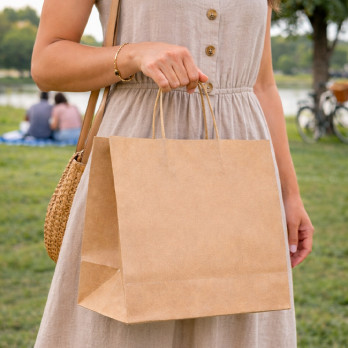 Bolsas de papel kraft con asas trenzadas