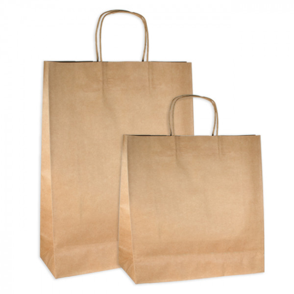Bolsas de papel kraft con asas retorcidas