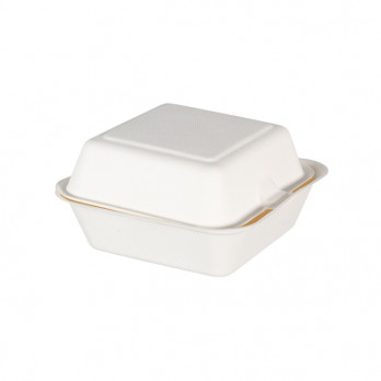 Lata cuadrada de fibra vegetal para hamburguesas 450 ml