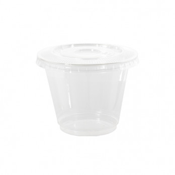 Vaso de postre PET transparente con tapa 260 ml