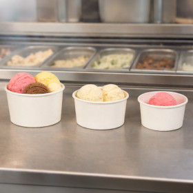 Tarrinas de helado de cartón blanco baratas para heladerías