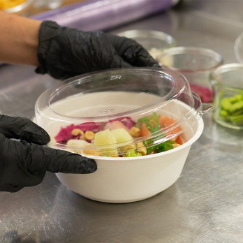 Bol de fibra vegetal de 950 ml y tapa de PET