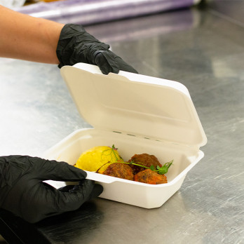 Fiambrera rectangular de fibra vegetal 600 ml