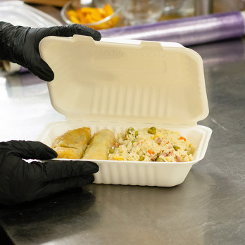 Fiambrera rectangular de fibra vegetal 1000 ml