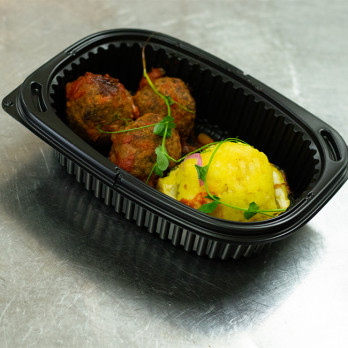 Fiambrera rectangular negra con tapa de PP Cookipack 600 ml