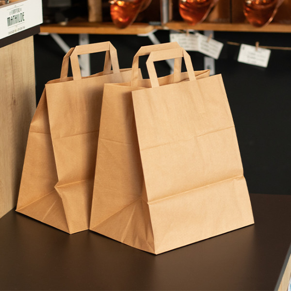 Bolsa de papel kraft 26 x 20 / 28 cm. Bolsas/sachets.