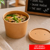Olla sopera de cartón kraft marrón con tapa a juego para venta para llevar