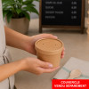 Bote de sopa de cartón kraft marrón con tapa pro envases alimentarios