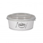 Cuenco de cartón blanco decorado con tapa de PET de 750 ml - Colección de moda