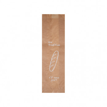 Bolsa tradicional x 1 de papel kraft decorado, 9 + 5 x 34 cm - Colección natural