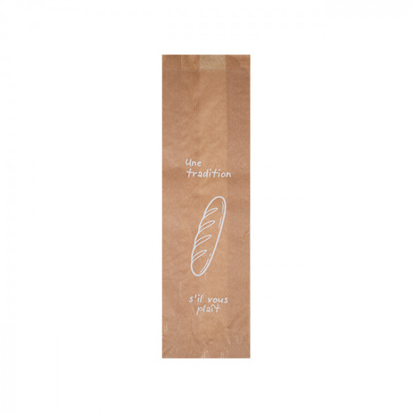 Bolsa tradicional x 1 de papel kraft decorado, 9 + 5 x 34 cm - Colección natural