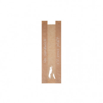 Bolsa de papel kraft decorada para sándwiches con ventana, 10 + 6 x 32 cm - Colección Natural