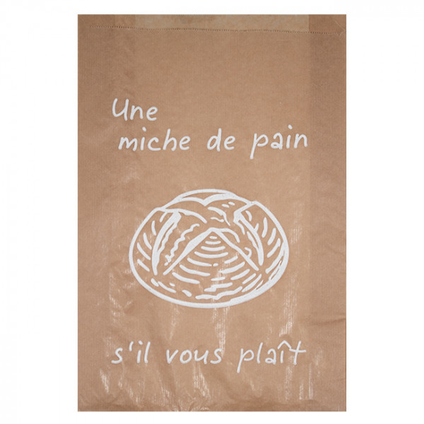 Bolsa de papel kraft decorada para panes especiales, 24 + 7 x 36 cm - Colección Natural