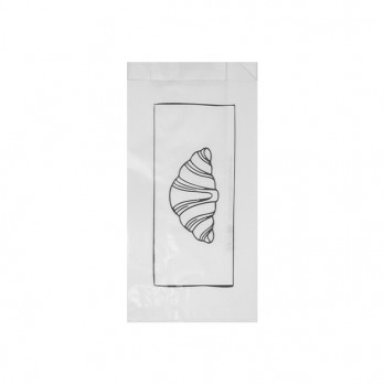 Bolsita de papel blanco decorado para 1-2 bollos, 12 + 5 x 25 cm - Colección de moda