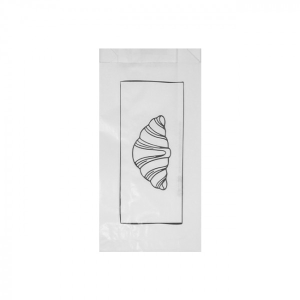 Bolsita de papel blanco decorada para 1-2 bollos, 12 + 5 x 25 cm - Colección de moda