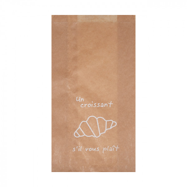Bolsa de papel kraft decorado para 3-4 bollos, 14 + 6 x 28 cm - Colección Natural