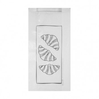 Bolsa de papel blanco decorada para 3-4 bollos, 14 + 6 x 28 cm - Colección de moda