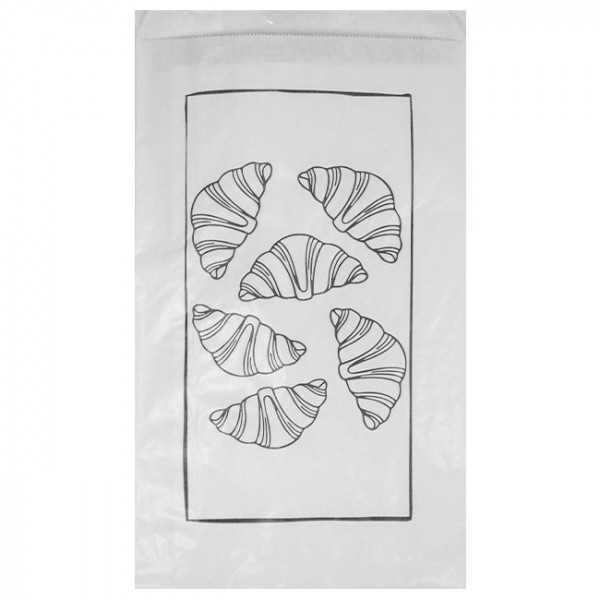 Bolsa de papel blanco decorado para 5-6 bollos, 19 + 6 x 34 cm - Colección de moda