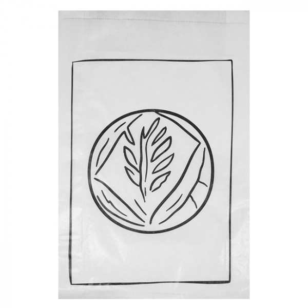 Bolsa de papel blanco decorada para panes especiales, 24 + 7 x 36 cm - Colección de moda