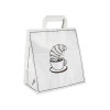 Bolsa de papel blanca decorada con asas planas, 26 + 17 x 28 cm - Colección de moda
