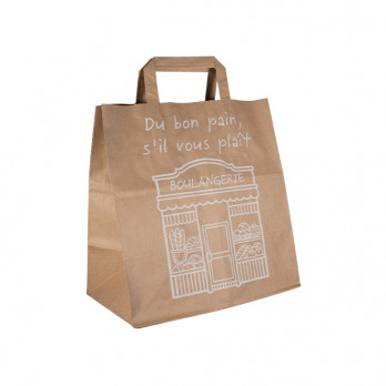 Bolsa de papel kraft decorada con asas planas, 26 + 17 x 28 cm - Colección Natural