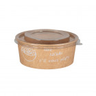 Cuenco de cartón kraft decorado con tapa de PET de 750 ml - Colección Natural