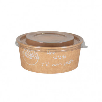 Cuenco de cartón kraft decorado con tapa de PET de 750 ml - Colección Natural