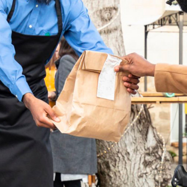 SOS bolsa de papel kraft para llevar