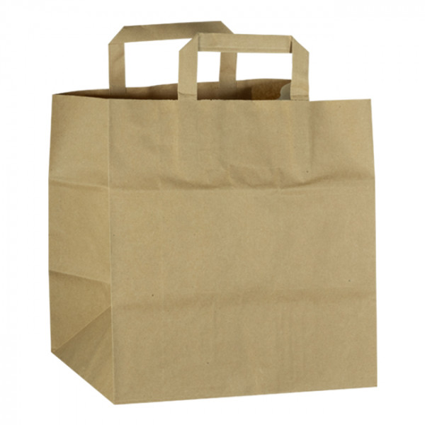 Bolsa de papel kraft con asas 26 x 20 / 28 cm - Bolsas y Fundas