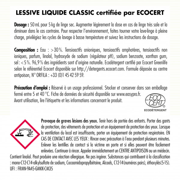 Detergente líquido ecológico barato Ecocert Easypro